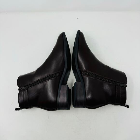 Ann Taylor Womens Ankle Leather Boots Round Toe Cherry Zipped Sides Sz 6.5 - Picture 12 of 15